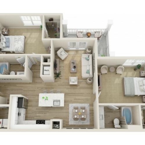 Image of The Dataw Two Bedroom Floor Plan