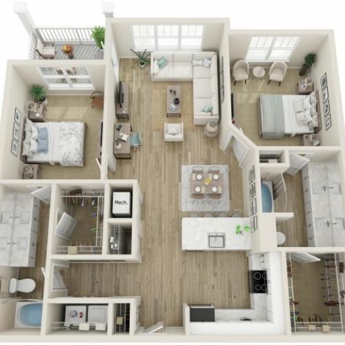Image of The Hunting Two Bedroom Floor Plan