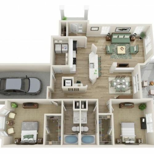 Image of The Rhinehardt Two Bedroom Floor Plan