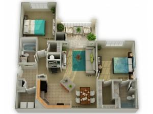 Photo of The Brookstone with Shower Two Bedroom Floor Plan