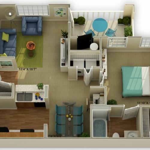 Photo of The Oakwood One Bedroom Floor Plan