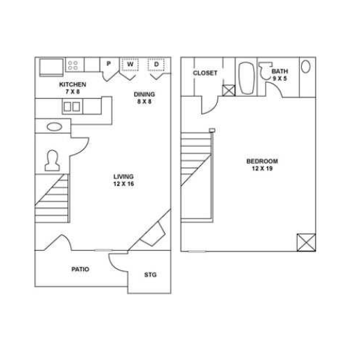 One Bedroom Townhome | 790 sqft