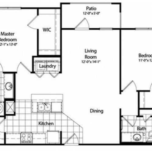 Two Bedroom | Two Bathroom | Deluxe with Sunroom | 1132 sqft