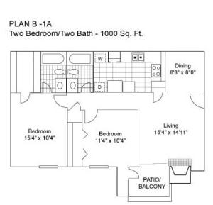 Two Bedroom | Two Bathroom | 1000 sqft