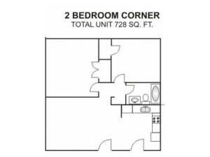 Two Bedroom Corner | 728 sqft