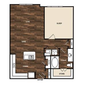 Floor Plan 6 | One Bedroom Apartments San Antonio Tx | 1800 Broadway