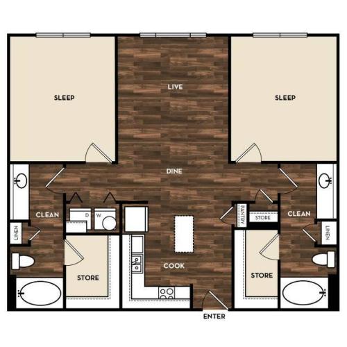 Floor Plan 8 | Luxury Apartments In San Antonio | 1800 Broadway