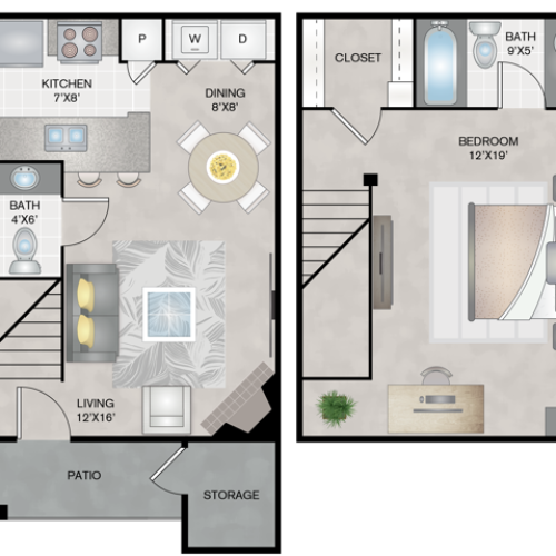 One Bedroom | One Bathroom | Townhome | 790 sqft