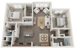 The Bambino Deluxe | Two Bedrooms | Two Bathrooms | 1132 sqft | Extended Living Area