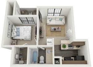 One Bedroom | 460 sqft | Patio/Balcony