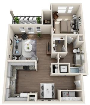 One Bedroom | 832 sqft | Full-Sized Washer/Dryer | Patio/Balcony | Walk-in Closet