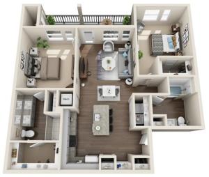 Two Bedrooms | Two Bathrooms | 1110 sqft | Full-Sized Washer/Dryer | Patio/Balcony | Two Walk-in Closets