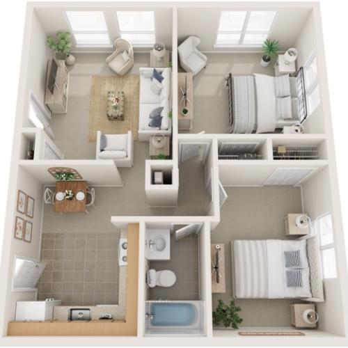 Two Bedrooms | One Bathroom | 790 sqft | Fully Equipped Eat-in Kitchen | Hot Water Included | Heat Included in Selected Units | Balconies in Selected Units