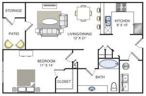 1 Bedroom | 1 Bath | 838 SF