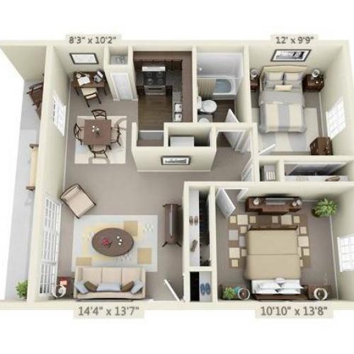 Two Bedroom Apartment Floor Plan Image