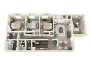 Three Bedroom Apartment Floor Plan Image