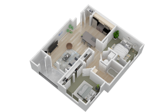 Two Bedroom Floor Plan - 3D