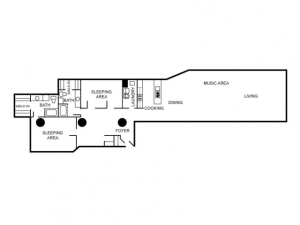 Floor plan for an apartment unit that has two bedrooms and 2 bathrooms.