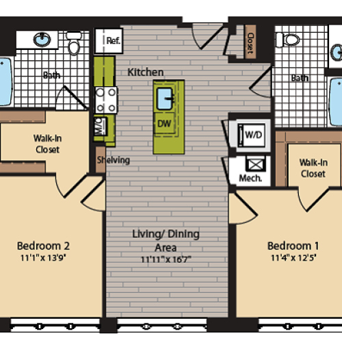 Image of the Eisenhower Floor Plan | 360 H Street | Affordable Apartments in DC