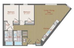 Image of 2K1 Two Bedroom Floor Plan | Ovation at Arrowbrook | Herndon Affordable Apartments