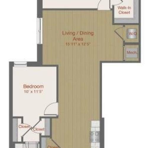Image of 2N Two Bedroom Floor Plan | Ovation at Arrowbrook | Herndon Affordable Apartments