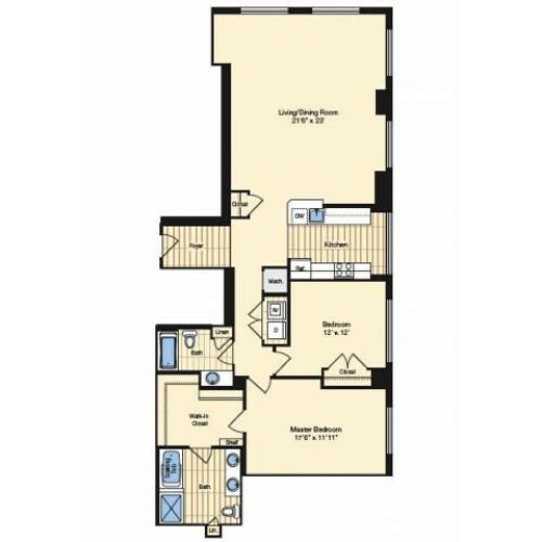 2 Bdrm Floor Plan | Apartments In Alexandria VA 3 | Carlyle Place
