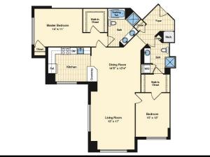 2 Bdrm Floor Plan | Apartments In Alexandria VA 4 | Carlyle Place
