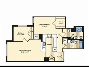 2 Bedroom Floor Plan 1 | Alexandria VA Luxury Apartments | Carlyle Place