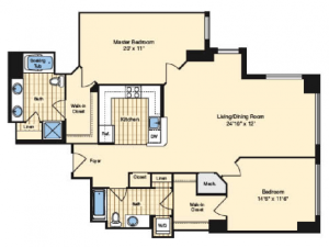 2 Bdrm Floor Plan | Apartments In Alexandria VA | Carlyle Place