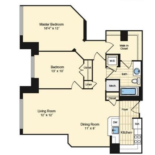 2 Bdrm Floor Plan | Apartments In Alexandria VA 2 | Carlyle Place