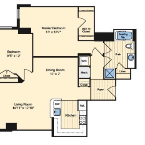 2 Bedroom Floor Plan | Alexandria VA Luxury Apartments | Carlyle Place