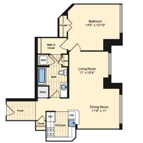 Washington Floor Plan Image | Carlyle Place | Alexandria Apartments