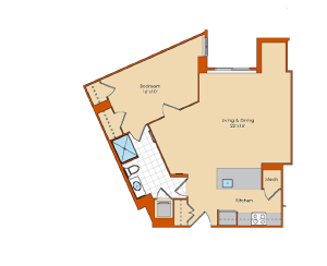 1 Bedroom Floor Plan | Washington DC Apartments | Park Triangle Apartments Lofts and Flats