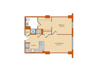 1 Bedroom Floor Plan 4 | Washington DC Apartments | Park Triangle Apartments Lofts and Flats