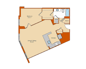 1 Bedroom Floor Plan 5 | Washington DC Apartments | Park Triangle Apartments Lofts and Flats