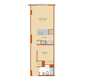 1 Bedroom Floor Plan 7 | Washington DC Apartments | Park Triangle Apartments Lofts and Flats