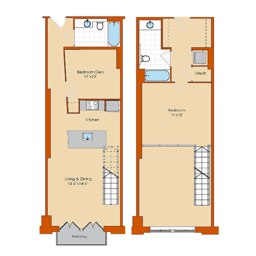 1 Bedroom Floor Plan 8 | Washington DC Apartments | Park Triangle Apartments Lofts and Flats