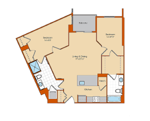 2 Bdrm Floor Plan 2 | Apartments For Rent Washington DC | Park Triangle Apartments Lofts and Flats