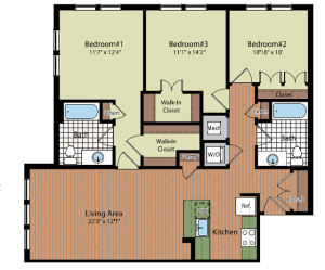 Image of the C2 Floor Plan | Residences at Government Center | Fairfax Apartments