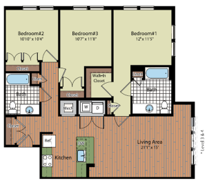 Image of the C1 Floor Plan | Residences at Government Center | Fairfax Apartments