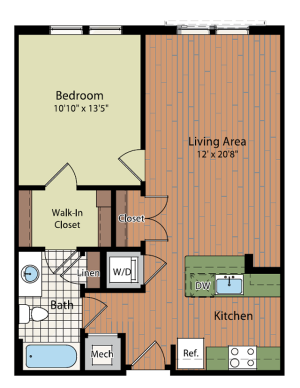 Image of A1 Floor Plan | Affordable Fairfax Apartments | Residences at Government Center