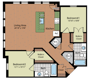 Image of the B3 Floor Plan | Residences at Government Center | Fairfax Apartments