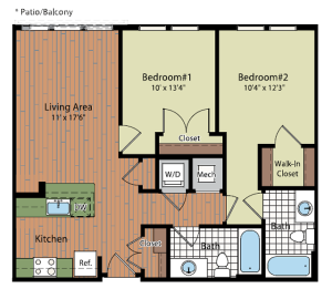 Image of the B1 Floor Plan | Residences at Government Center | Fairfax Apartments