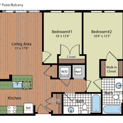Image of the B1 Floor Plan | Residences at Government Center | Fairfax Apartments