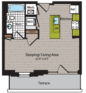 Studio Floor Plan | Washington DC Apartment For Rent | 360H Street