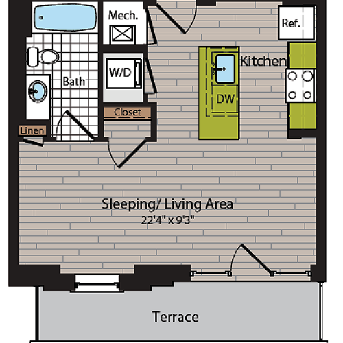 Studio Floor Plan | Washington DC Apartment For Rent | 360H Street