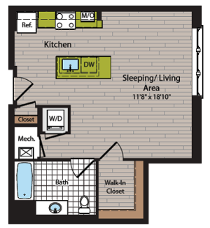 Studio Floor Plan | Washington DC Apartment For Rent | 360H Street 2