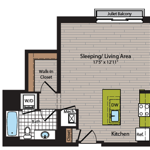 Studio Floor Plan | Washington DC Apartment For Rent | 360H Street 3
