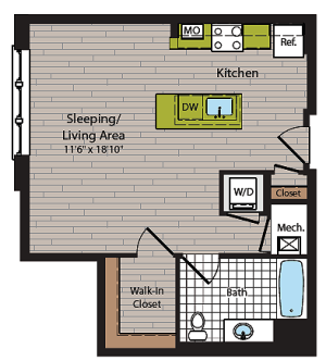 Studio Floor Plan | Washington DC Apartment For Rent | 360H Street 4