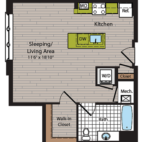 Studio Floor Plan | Washington DC Apartment For Rent | 360H Street 4